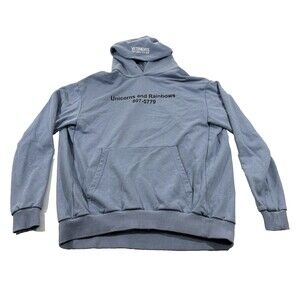 Vetements Unicorns And Rainbow Hoodie Pullover Blue Sweatshirt Oversized Sz XS